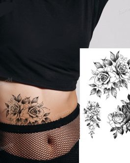 Zestaw małych tatuaży z kwiatami róże