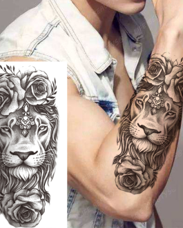 Tatuaż z lwem róże delikatny męski damski