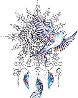 Tatuaż damski łapacz snów ptak geometryczny mandala