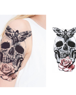 Tatuaż z czaszką róże