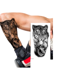 Tatuaż z tygrysem czaszki męski mocny tatuaż