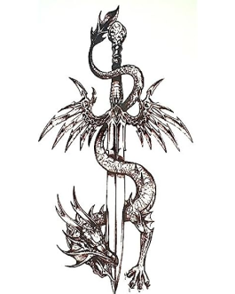Tatuaż z mieczem smokiem chiński klasyczny