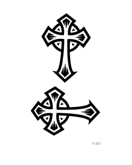 Tatuaż z krzyżem gotycki religijny na szyję nadgarstek
