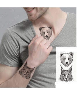 Mały tatuaż z niedźwiedziem kotek minimalistyczny