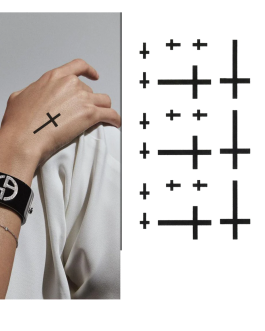 Tatuaż z krzyżem na szyję nadgarstek religijny