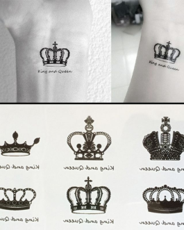 Tatuaż z koronami dla par na szyję nadgarstek King Queen