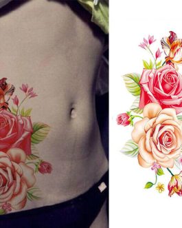 Tatuaż z kwiatami kolorowe delikatne na udo rękę