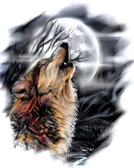 Tatuaż z wilkiem pełnia księżyca
