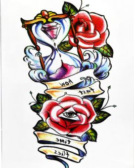 Tatuaż róże klepsydra