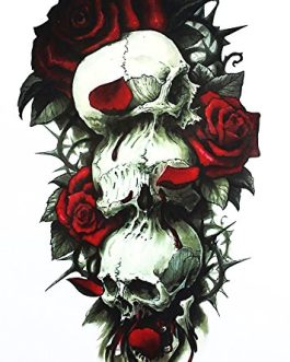 Tatuaż z czaszkami i różami