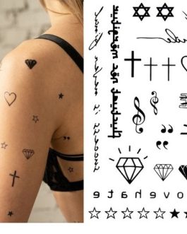 Małe tatuaże zmywalne krzyż serce diamenty