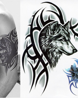 Tatuaż z wilkiem tribal męski
