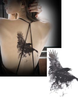 Tatuaż z krukiem mroczny ptak