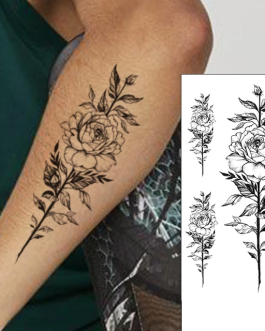 Tatuaż róża cienka kreska kwiaty minimalistyczny