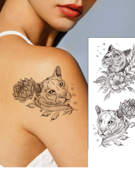Mały tatuaż z lwem lwica kobiecy