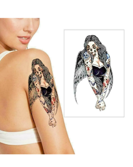 Tatuaż upadły anioł ze skrzydłami muertos religijny