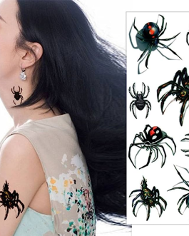 Tatuaż pająk tarantula czarna wdowa na szyję dłoń