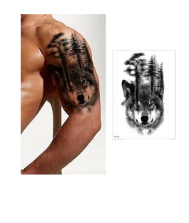Tatuaż z wilkiem las
