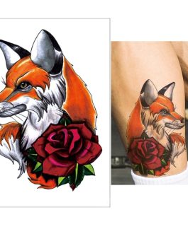 Tatuaż z lisem kwiaty