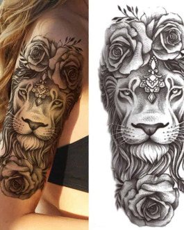 Tatuaż z lwem róże delikatny męski damski
